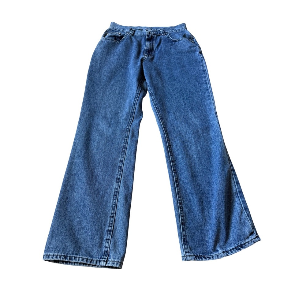 VTG Lee Womens High Waisted Wide Leg Jeans Wash Blue Denim Relaxed Fit 29x27.5